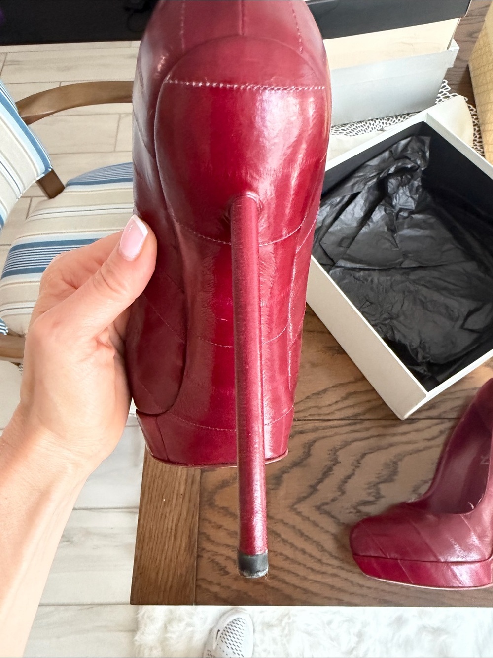 Yves Saint Laurent Deep Wine Leather Stiletto Pump - Picture 7 of 11